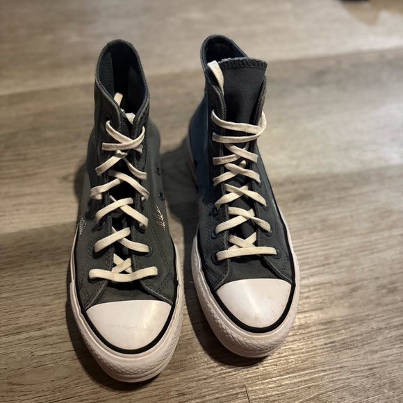 Converse Chuck Taylor Platform Lift Gray High-Top Canvas Sneakers - Picture 4 of 12
